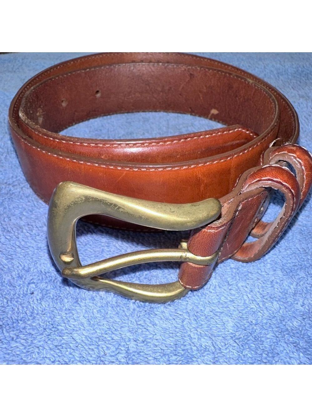 EUC Women’s Medium (34”) Eddie Bauer AKA Genuine Leather Belt Brass Buckle